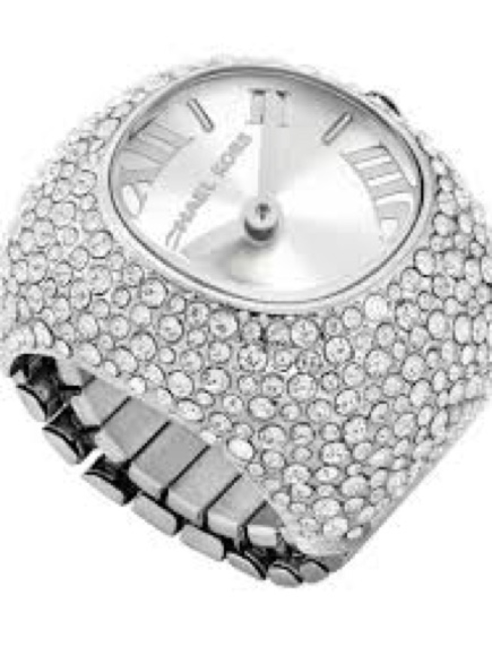 Michael Kors Women's Silver Stainless Steel Watch Ring Crystals Dial